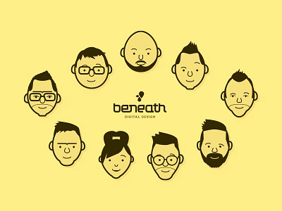 The Beneath Team agency caricature characters icons people
