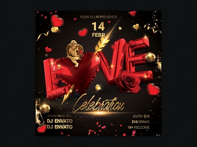 Valentine Day Party Flyer club event flyer heart love love flyer lovely lover nightclub party red romantic rose template valentine valentine day valentines valentines day valentines day party valentinesday