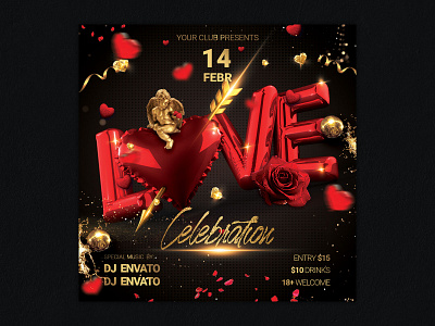 Valentine Day Party Flyer club event flyer heart love love flyer lovely lover nightclub party red romantic rose template valentine valentine day valentines valentines day valentines day party valentinesday
