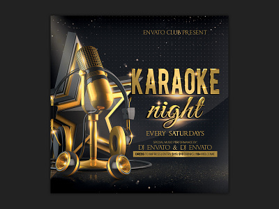 Karaoke Night Party Flyer headphone headphones karaoke karaoke flyer karaoke night microphone speaker