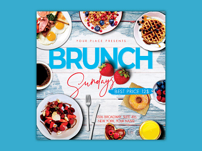 Brunch Saturday Flyer brunch brunch sunday food food and drink restourant