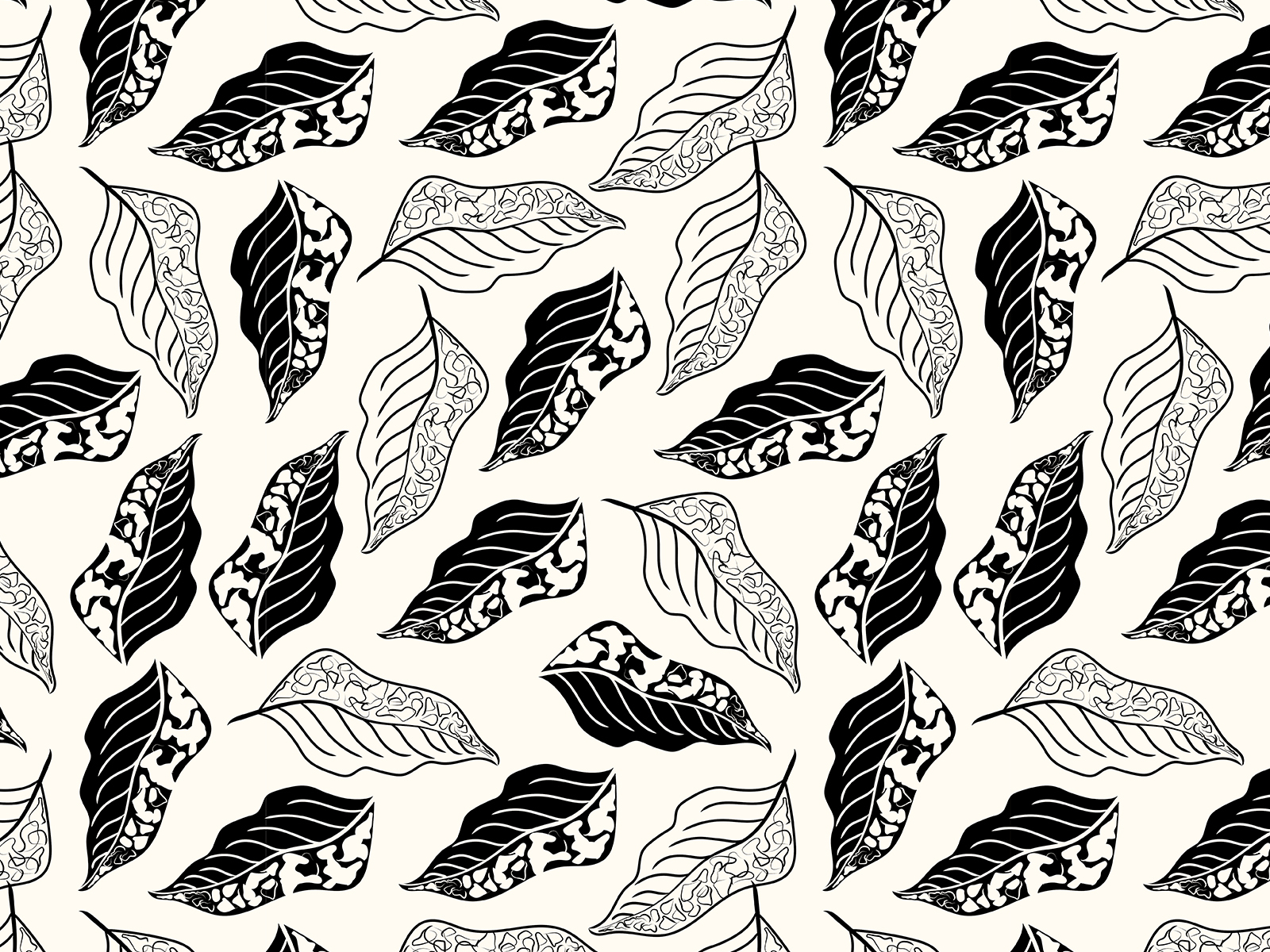 Black And White Leaf Pattern By Arjunsainyarts On Dribbble