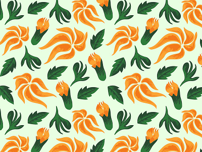 Green and yellow floral pattern fabric floral floral art illustration leaf modern design pattern textile