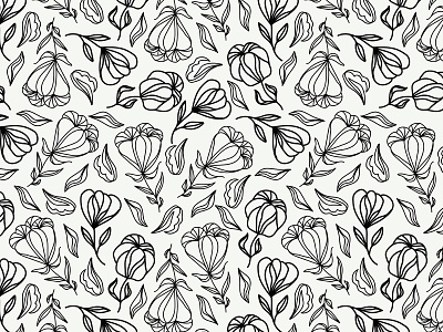Black and white floral pattern abstract fabric floral floral art leaf lineart modern design pattern textile