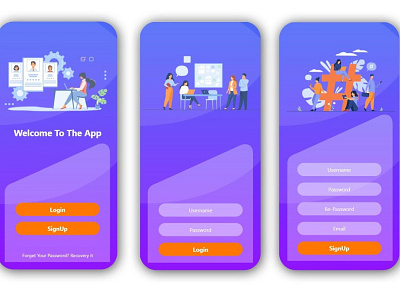 Splash Login Signup ui design adobexd android android app android design app ios design login page