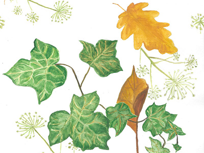 Autumn textile print background hand drawn illustraion pattern pattern design print design watercolor