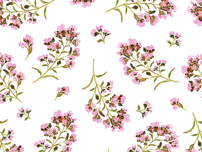 Floral Pattern Oregano background branding design floral pattern hand drawn illustraion oregano pattern pattern design print print design textile pattern typography ui watercolor