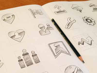 Icon Sketches - Internal Project iconfactory icons ios pencil ui