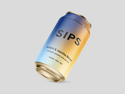 SIPS packaging: Litchi & Vanilla branding gradient graphic design logo packaging packaging design soda typography vector