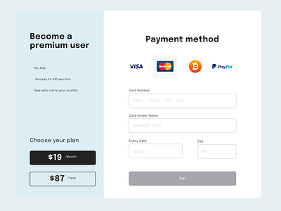 Payment Plan Page blockchain design inspiration ui