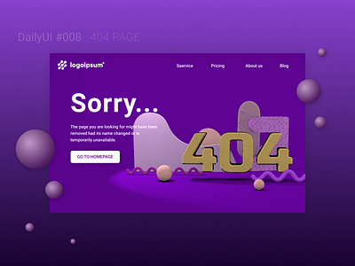 Daily UI #008 404 page 3d illustration 404 page daily 100 challenge dailyui dailyuichallenge design figma ui uidesign uiux webdesign