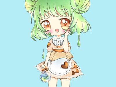 Slime girl anime anime girl character design clip studio paint illustration kawaii slime