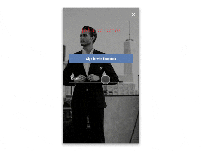 John Varvatos Sign In lifestyle animation shopping app fashion sign up john varvatos