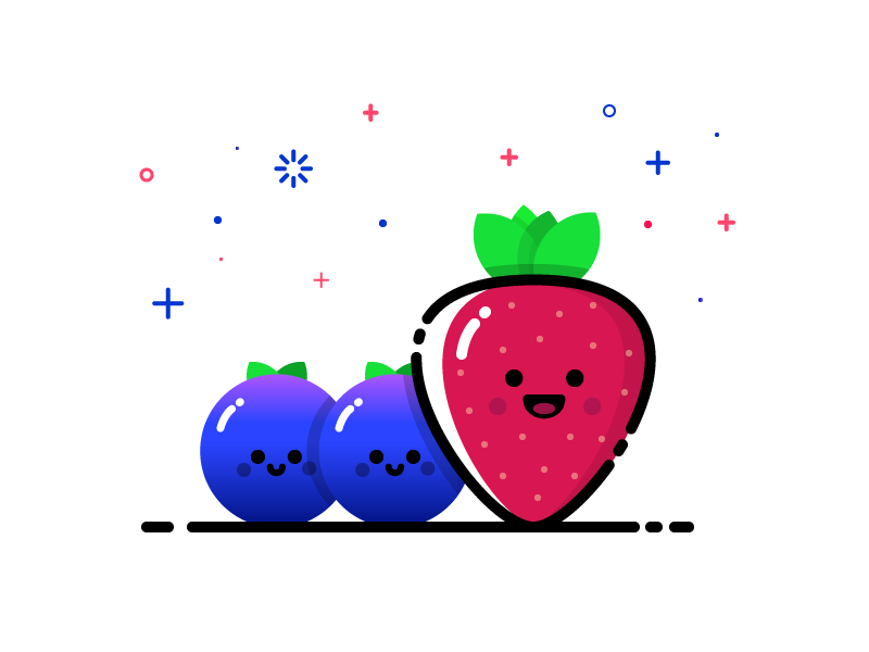 Berries fruit illustration friends blue berry strawberry