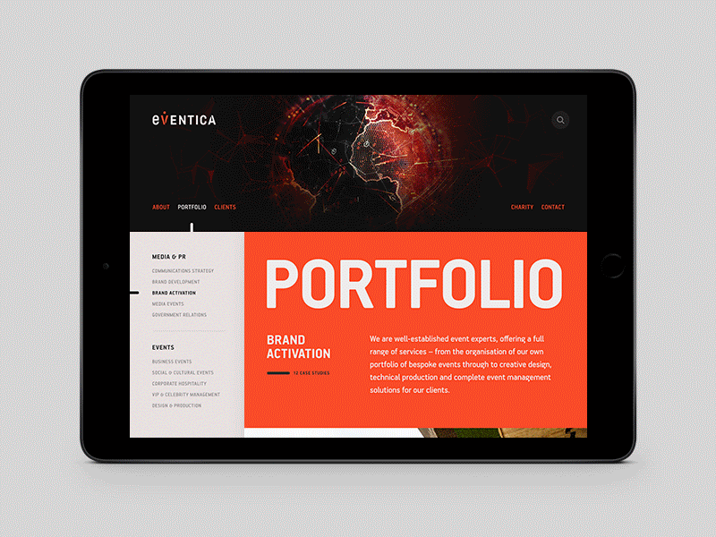 Eventica Communications website eventica red responsive site ui ux web