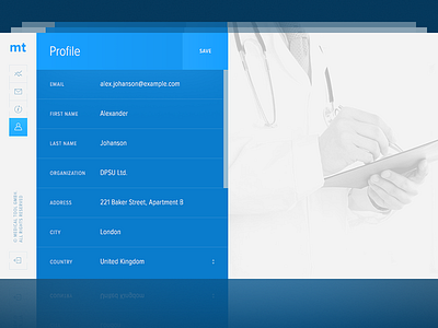 Medical Tool / Profile page app blue interface medical ui ux