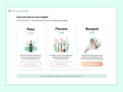 UI Challenge: Pricing branding cute design ecommerce floral illustration pricing plans ui ui challenge ux vector