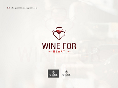 Wine For Heart minimal logo design concept branding clean creative logo design drink flat graphic design illustration illustrator logo logodesign minimal vector wine logo