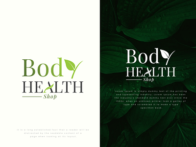 Body Health Shop logo concept brand design branding clean cosmetic creative logo design green health healthcare leaf logodesign minimal modern nature organic shop trendy typography