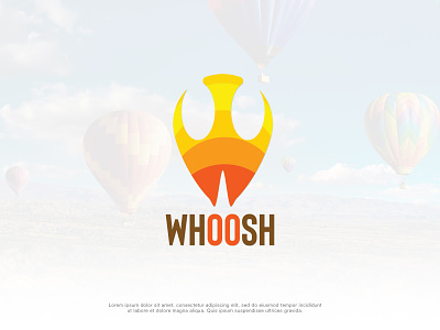 Whoosh hot air balloon logo concept