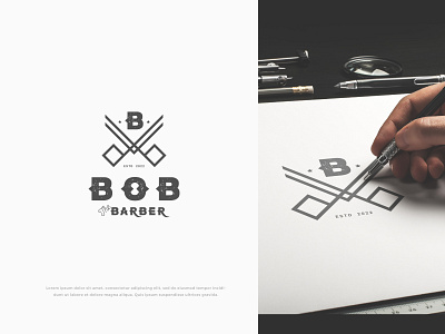 Bob the barber barber logo barbershop bob the barber brand design brand identity branding clean dailylogochallenge geometric grid hair hair cut hair salon logo logodesign minimal modern popular solid color ssorssci