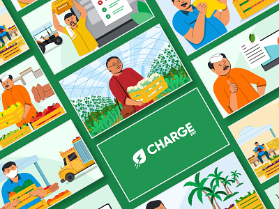 ChargeERP | Character Illustration Compositions 3d animation art banners branding clean creative design graphic design illustration illustrator logo minimal motion graphics text typography web