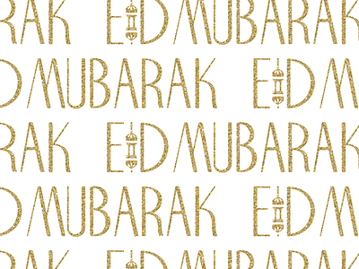 Eid Mubarak Gold Lettering