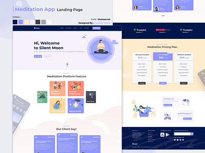 Silent Moon App Landing Page landing page landing page design meditation new design ui uidesign uiux