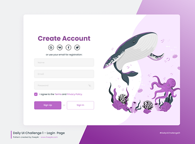 Ocean Login Page, Daily UI Challenge daily ui dailyuichallenge landing page login design login page login screen signup page signup screen ui uidesign uiux