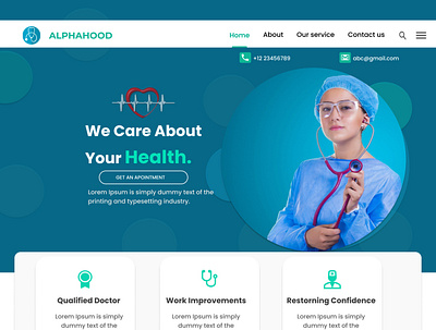 Hospital Website ui adobexd app design figmadesign hospital landingpage photoshop ui designer ui ux uidesign ux