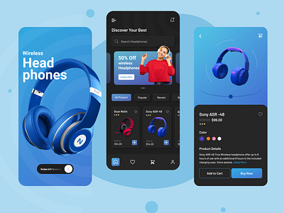 Ecommerce app app branding design ecommerce app figmadesign graphic design headphones illustration logo onlinestore ui designer ui ux uidesign ux