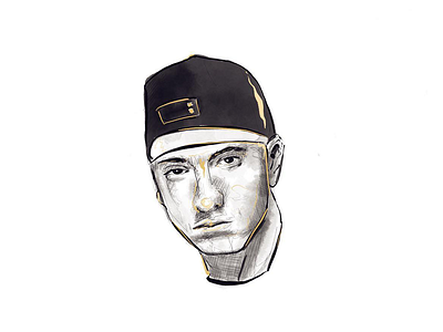 90s hip hop series - Eminem drawing eminem hip hop illustration painting portrait sketch