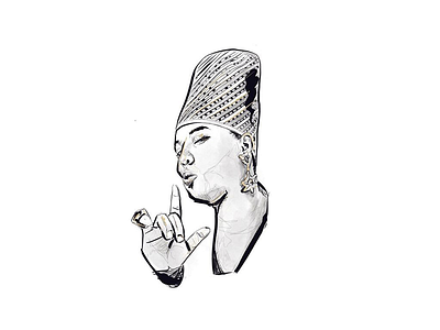 90s hip hop series - Queen Latifah drawing hip hop illustration painting portrait queen latifah