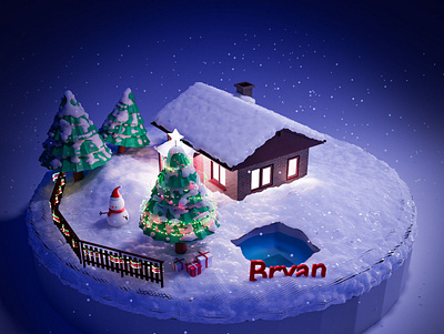 Christmas Evening 3d art 3d illustration creative design graphicdesign illustration isometric design lowpoly3d social media templates typography ui