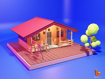 Hometown Lowpoly 2 3d art 3d illustration agency landing page creative design graphicdesign illustration isometric design lowpoly social media templates uiuxdesign