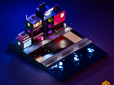Lowpoly Night Town