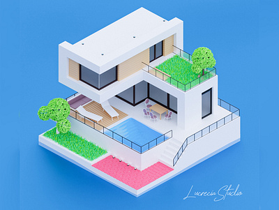 Luxury House Daylight 3d architecture blender house illustration low poly modelling render