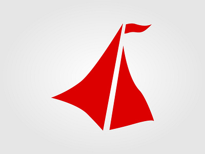 Red Sails branding design flat logo minimal sail ship vector
