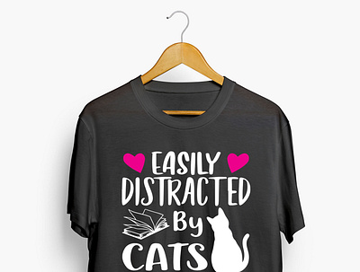 Easily Distracted by Cats and Books T Shirt