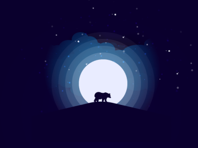 Day 10 of the 30-day flat design challenge! bear design flatdesign graphic design illustration moon mountain night sky star