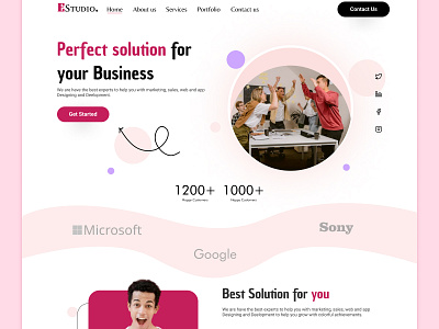 EStudio Landing Page.