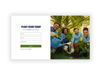 Daily UI Challenge - Day 1 planting plants register form sapling signup