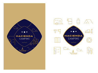 Logo Hacienda camping free icons line logo tent tree