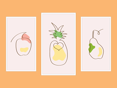 line art fruits