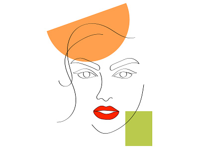 line art face woman color brend art branding clean design flat graphic design illustration illustrator typography ux