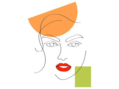 line art face woman color brend