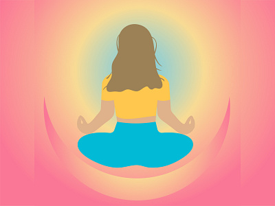 Illustration of a meditating yogi girl. Vector