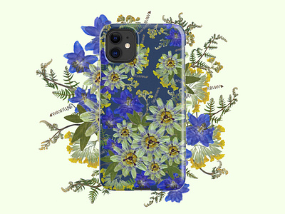 Blue Passion flower pattern