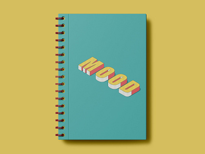Notebook design with isometric text. Adobe Illustrator.