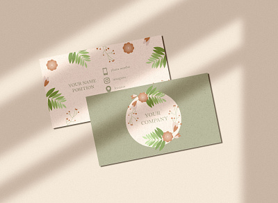 Delicate floral design of the card. Adobe Illustration branding businesscard design flat flower graphic design illustration illustrator logo minimal vector